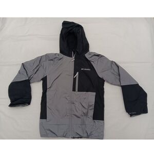 Columbia Kids Jacket Gray Black Hooded Full Zip‎ Boys Girls M Coat